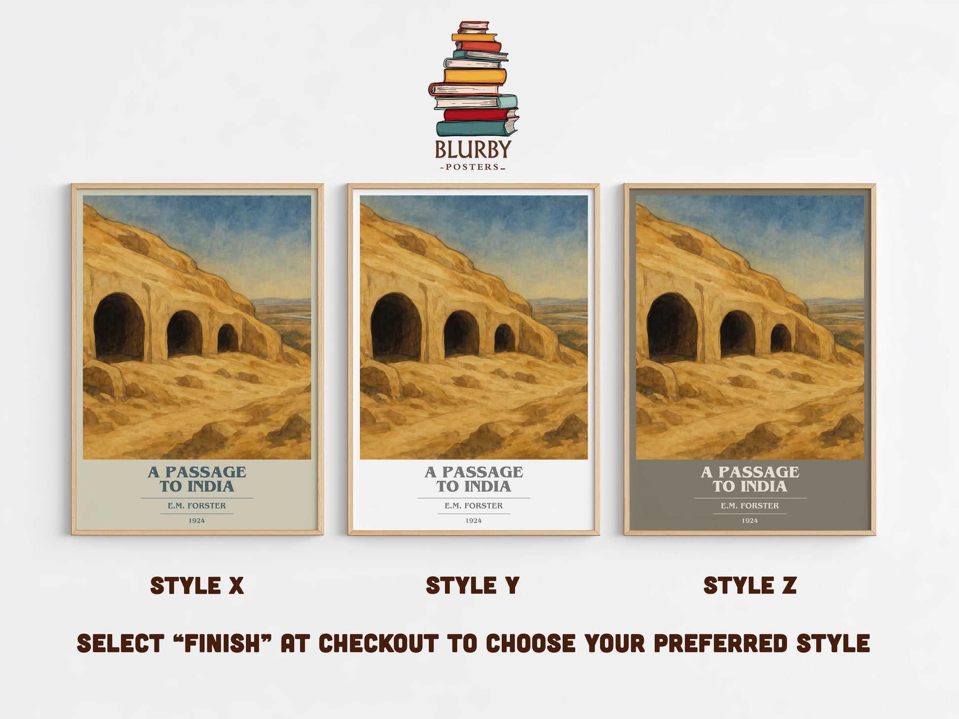 A Passage To India book cover print in frame leaning in hallway – literary fiction wall art