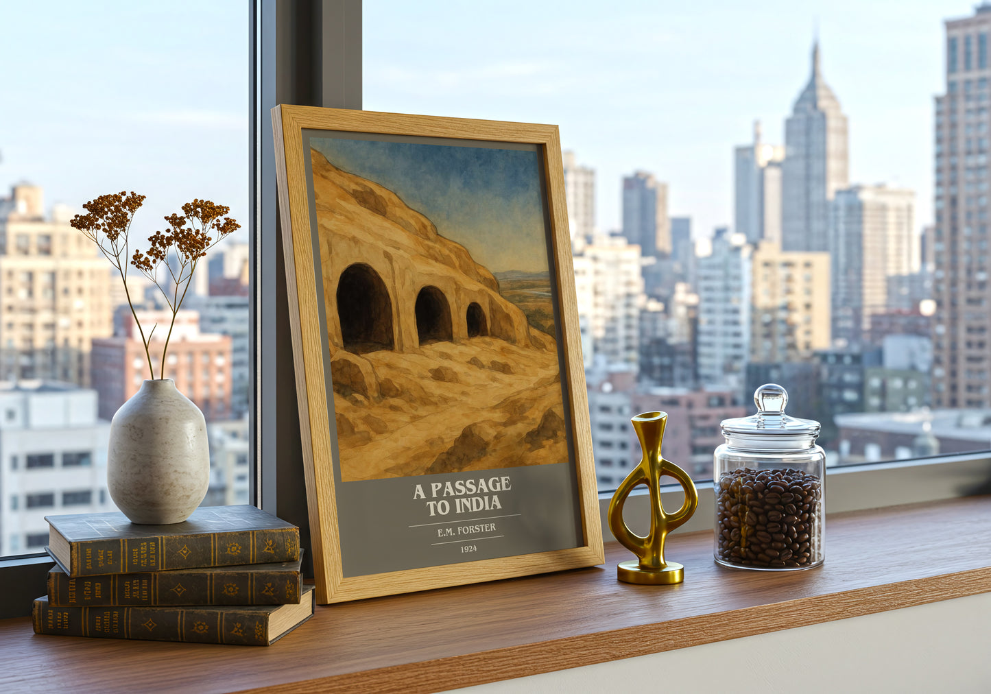 A Passage To India book cover print framed by window – literary home decor