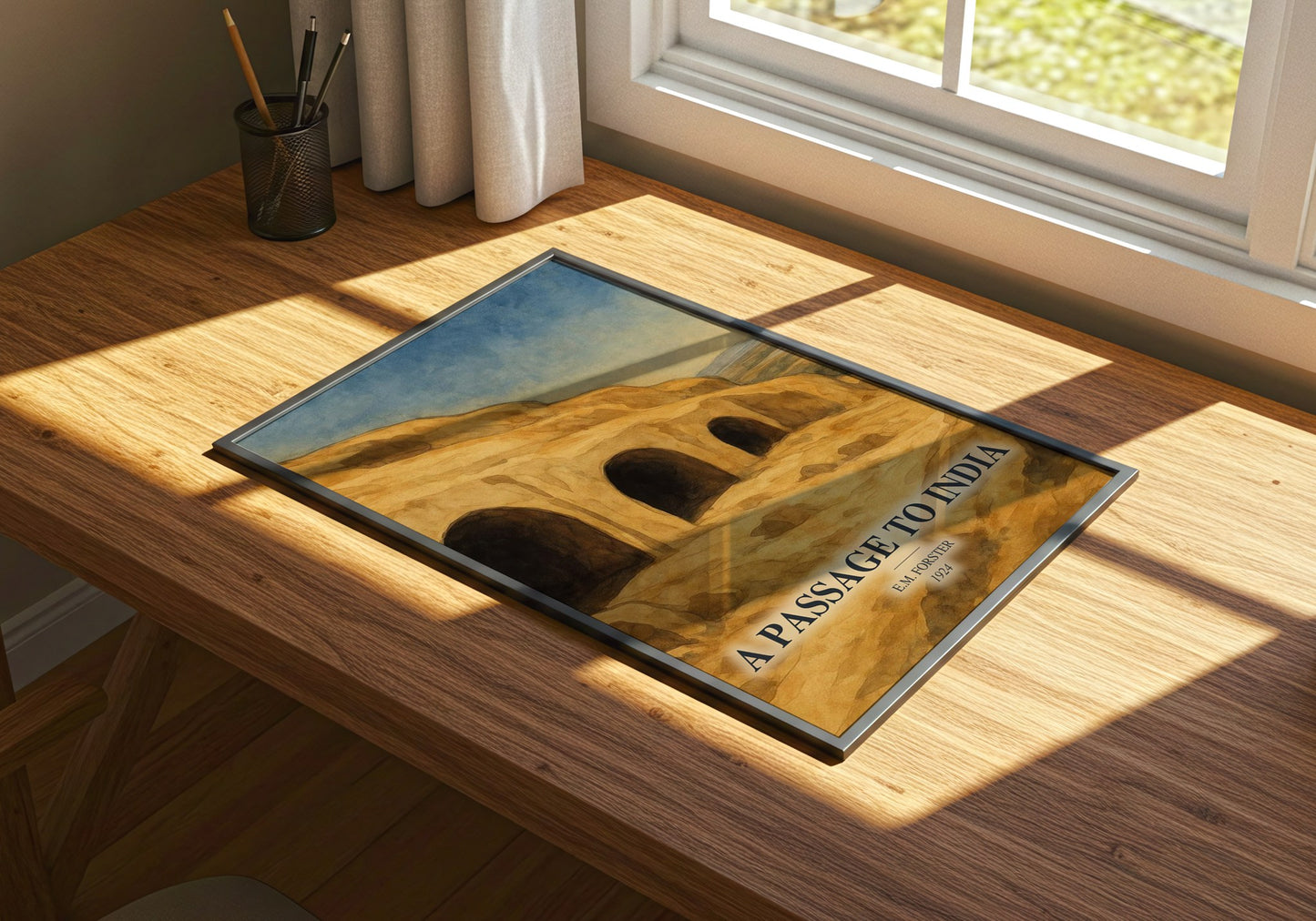 A Passage To India watercolour book poster framed on wall – literary fiction wall art