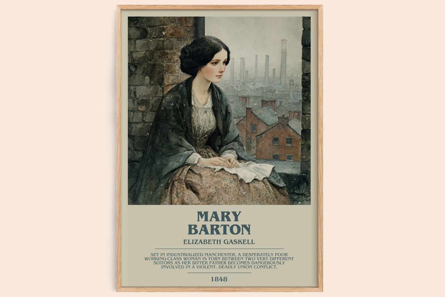 Mary Barton bookish book poster by Elizabeth Gaskell – framed literary art print