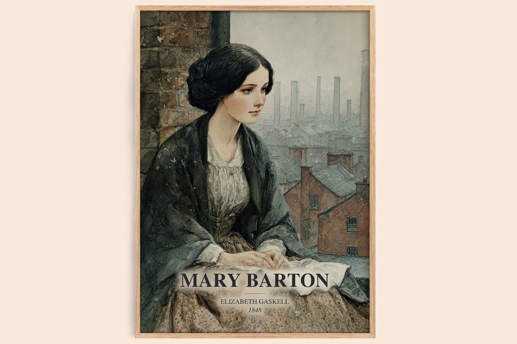 Mary Barton watercolour book poster by Elizabeth Gaskell – framed literary art print