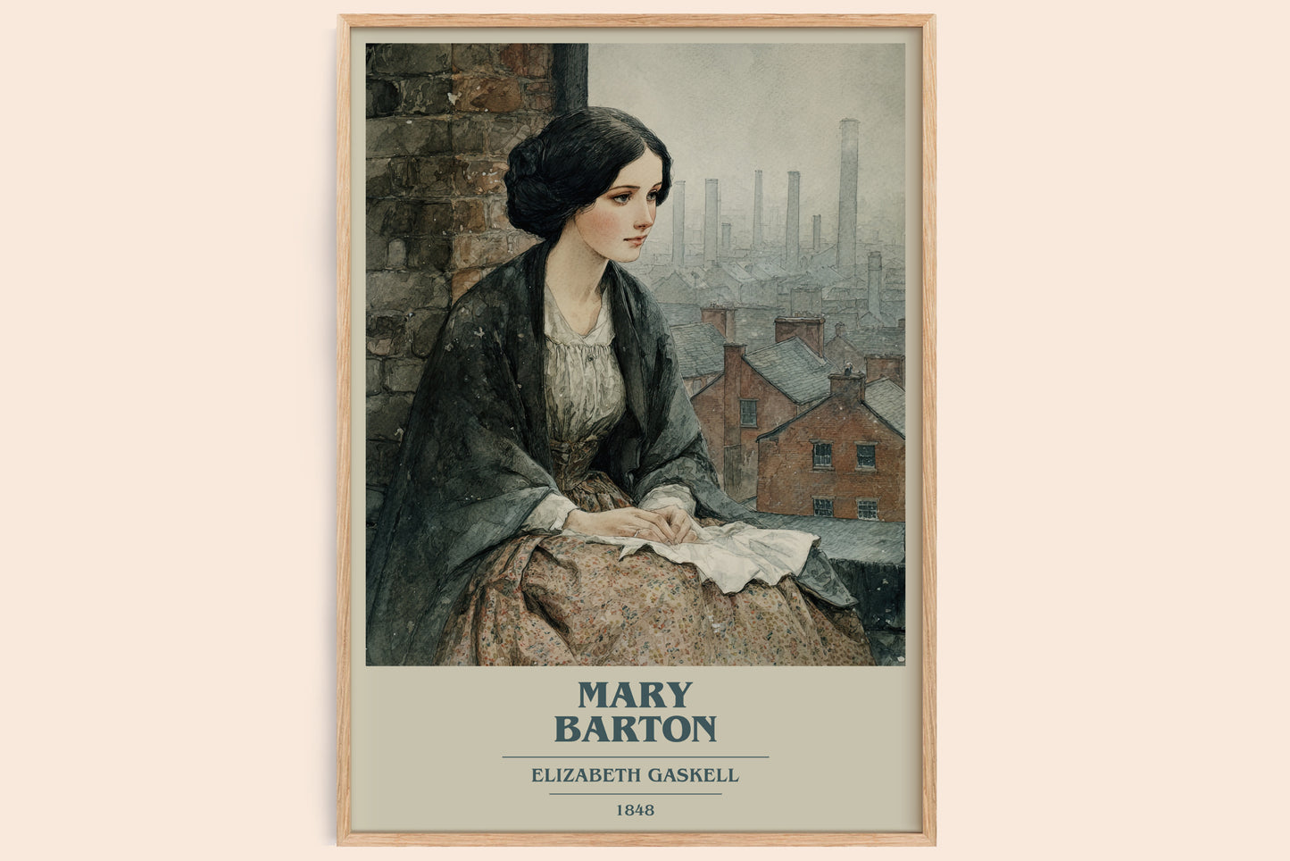 Mary Barton book cover book poster by Elizabeth Gaskell – framed literary art print