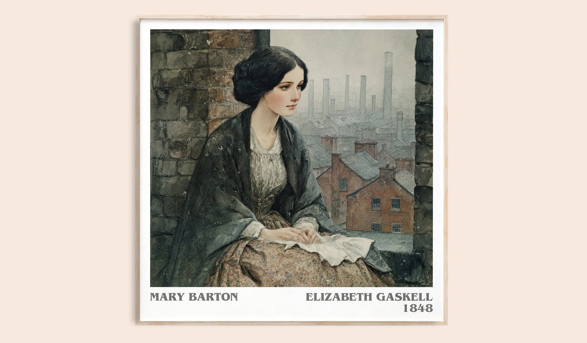 Mary Barton literary book poster by Elizabeth Gaskell – framed literary art print