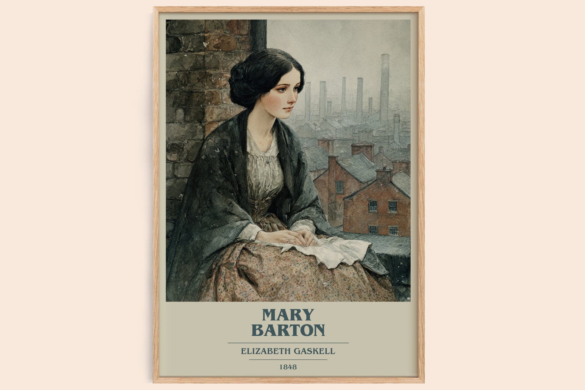 Mary Barton book cover book poster by Elizabeth Gaskell – framed literary art print