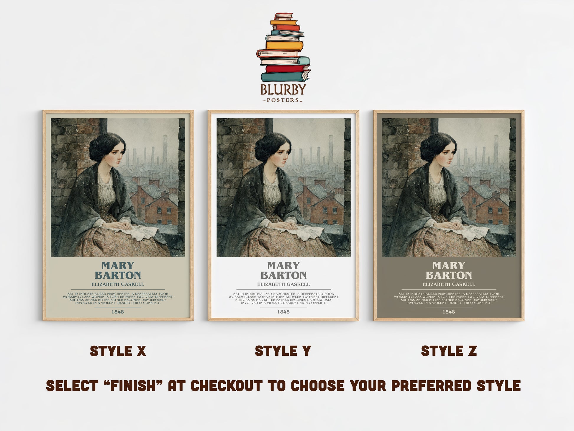 Mary Barton bookish print in frame leaning in hallway – classic literature wall art