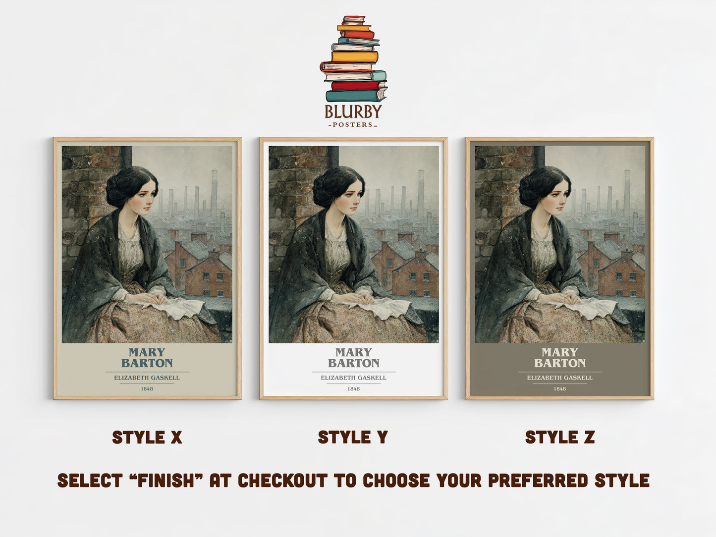 Mary Barton book cover print in frame leaning in hallway – classic literature wall art