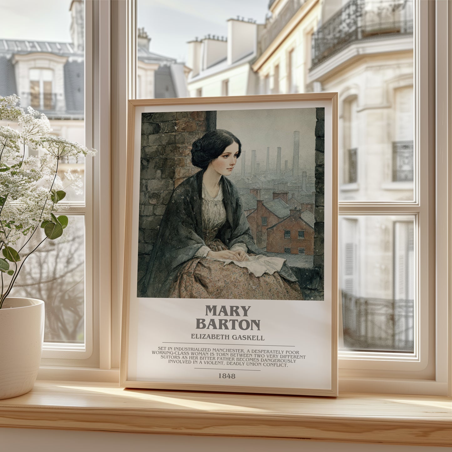 Mary Barton bookish poster colour and style options – Elizabeth Gaskell book art
