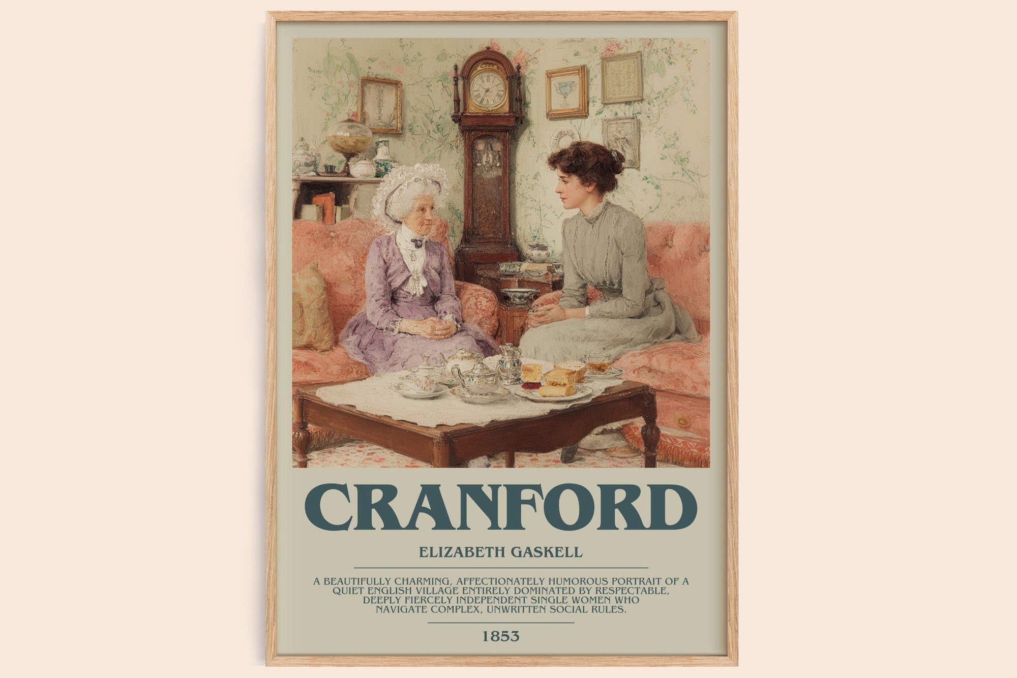 Cranford bookish book poster by Elizabeth Gaskell – framed literary art print