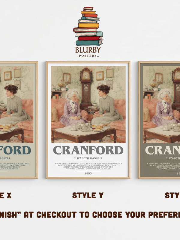 Cranford bookish print in frame leaning in hallway – classic literature wall art