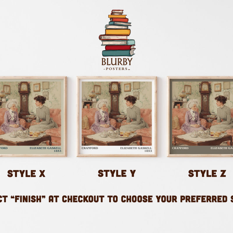 Cranford literary print in frame leaning in hallway – classic literature wall art