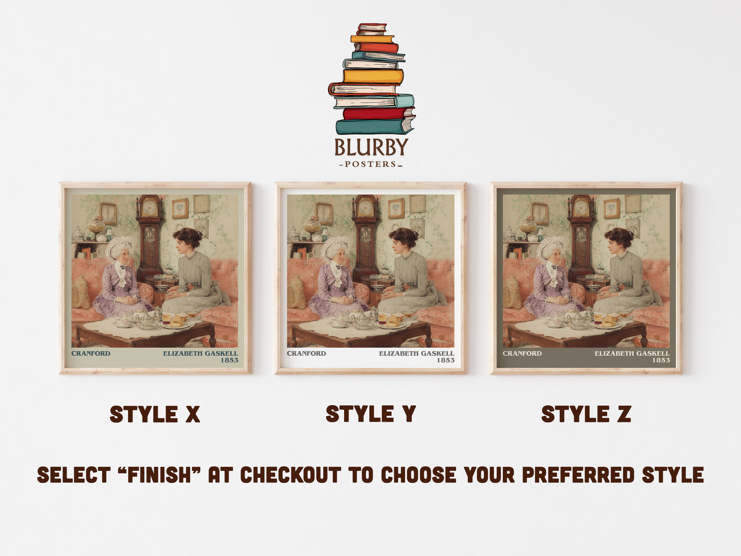 Cranford literary print in frame leaning in hallway – classic literature wall art