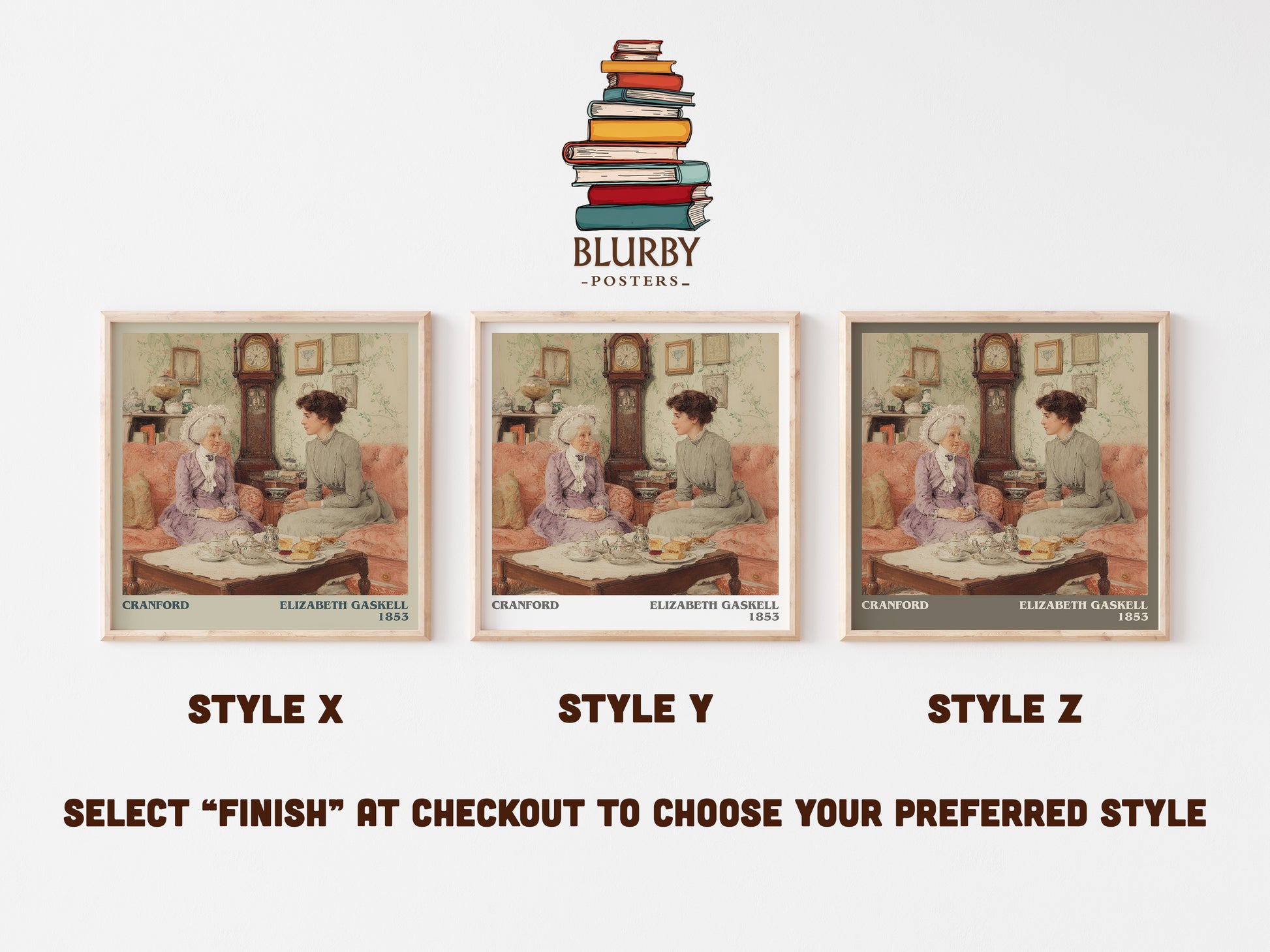 Cranford literary print in frame leaning in hallway – classic literature wall art