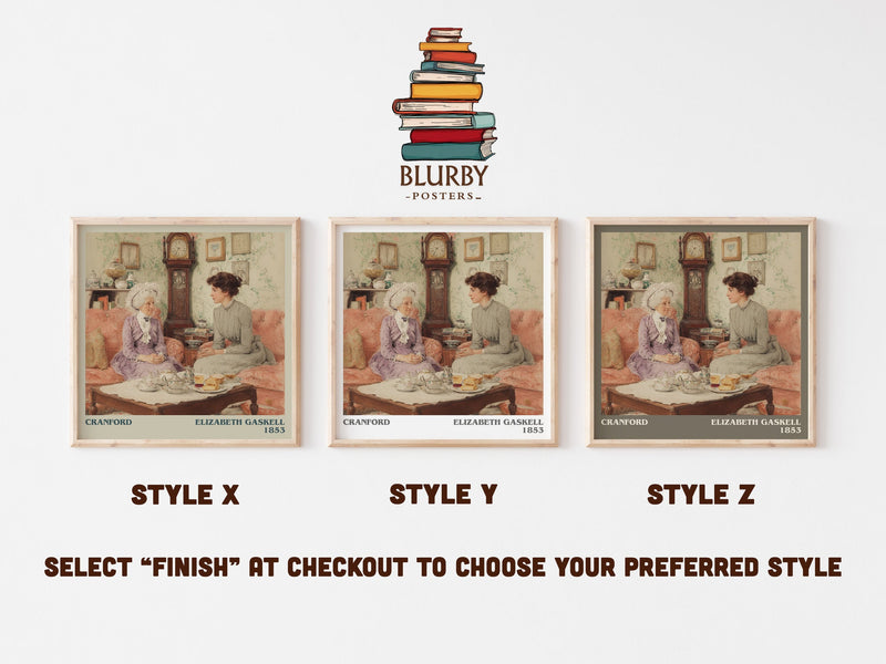 Cranford literary print in frame leaning in hallway – classic literature wall art