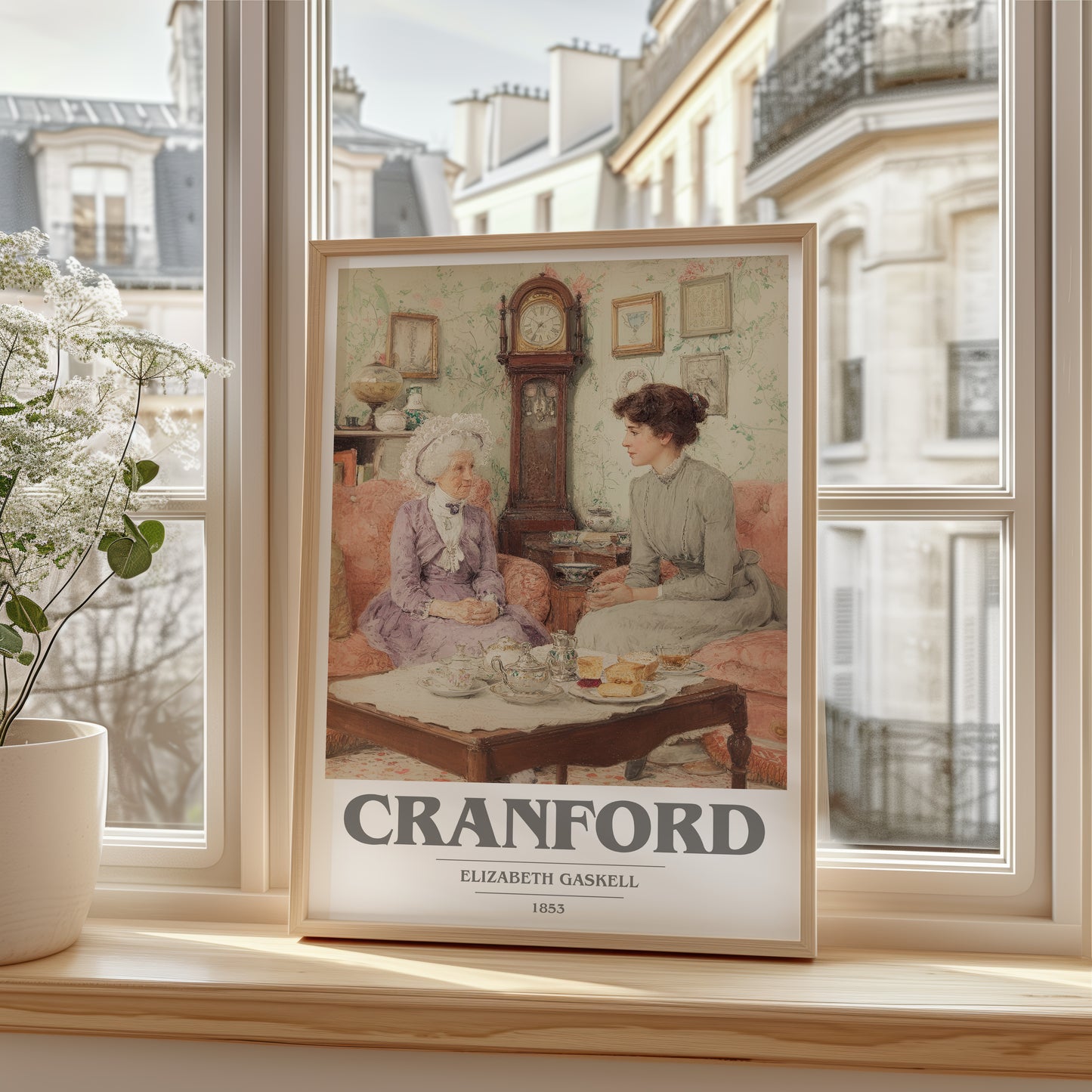 Cranford book cover poster colour and style options – Elizabeth Gaskell book art