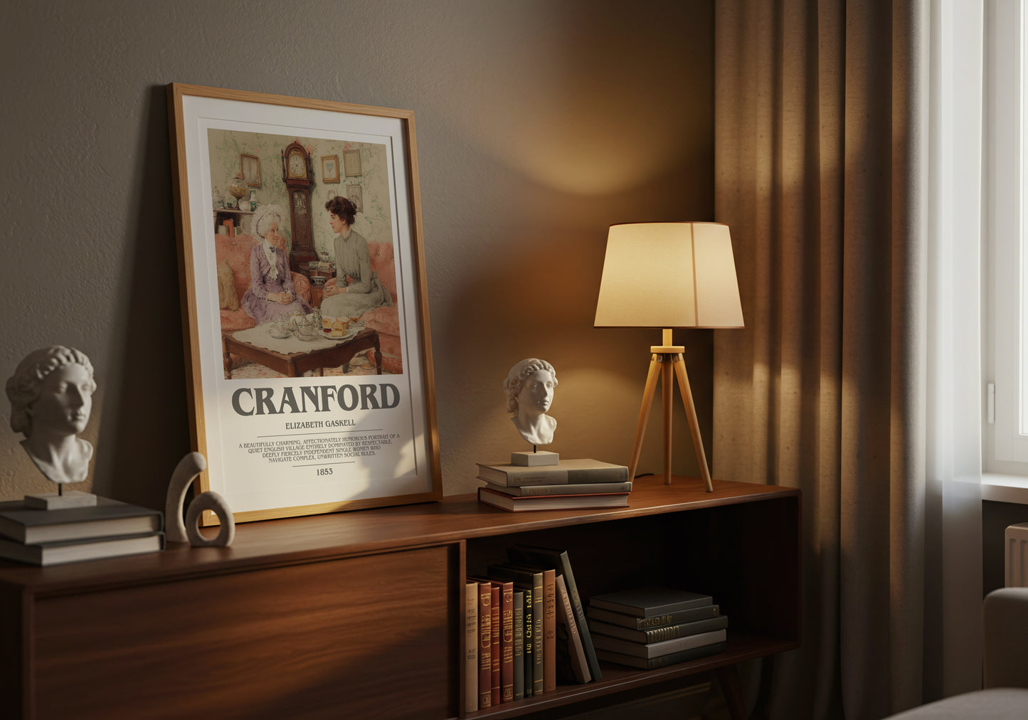Cranford bookish book poster framed on wall – classic literature wall art