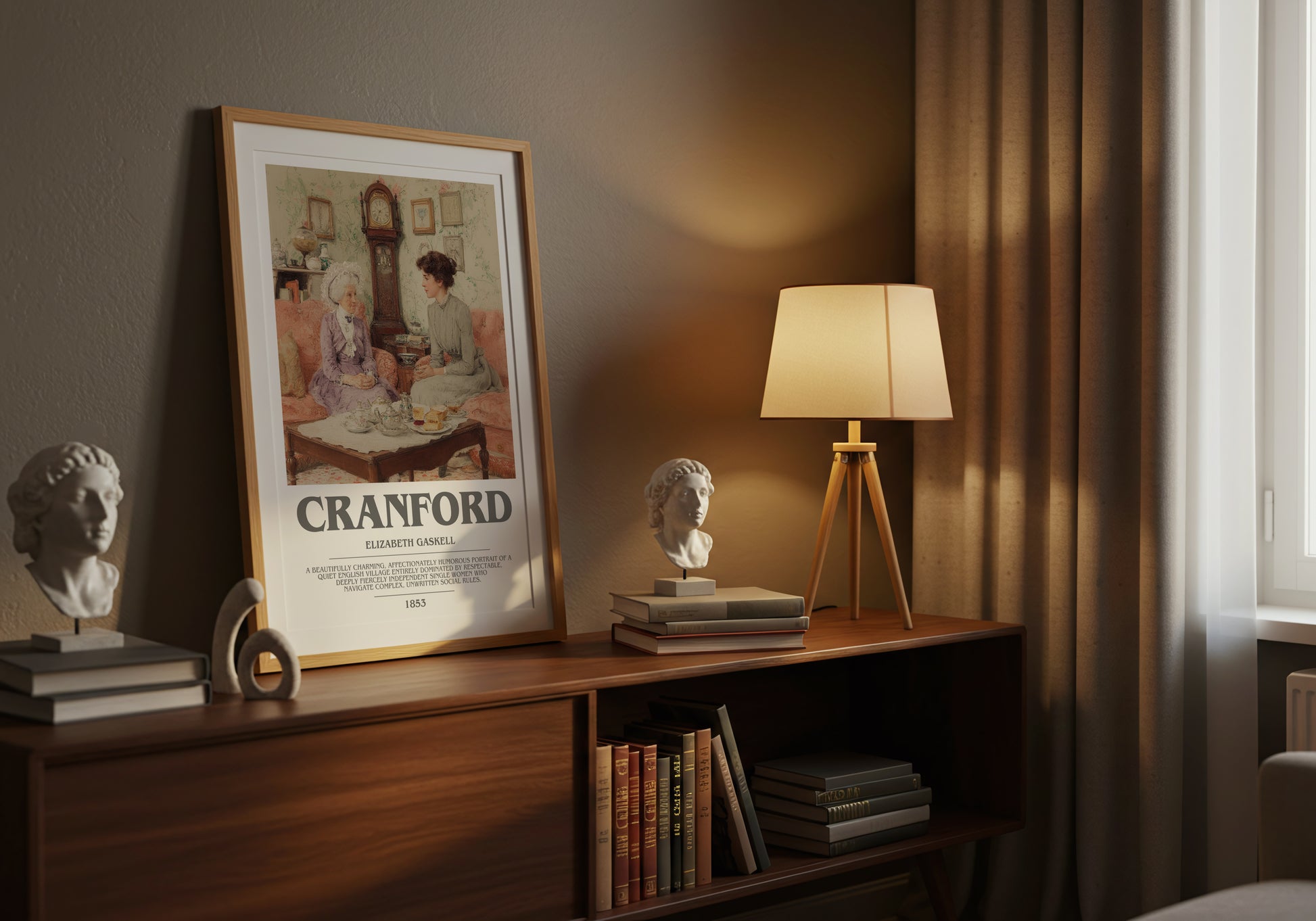 Cranford bookish book poster framed on wall – classic literature wall art