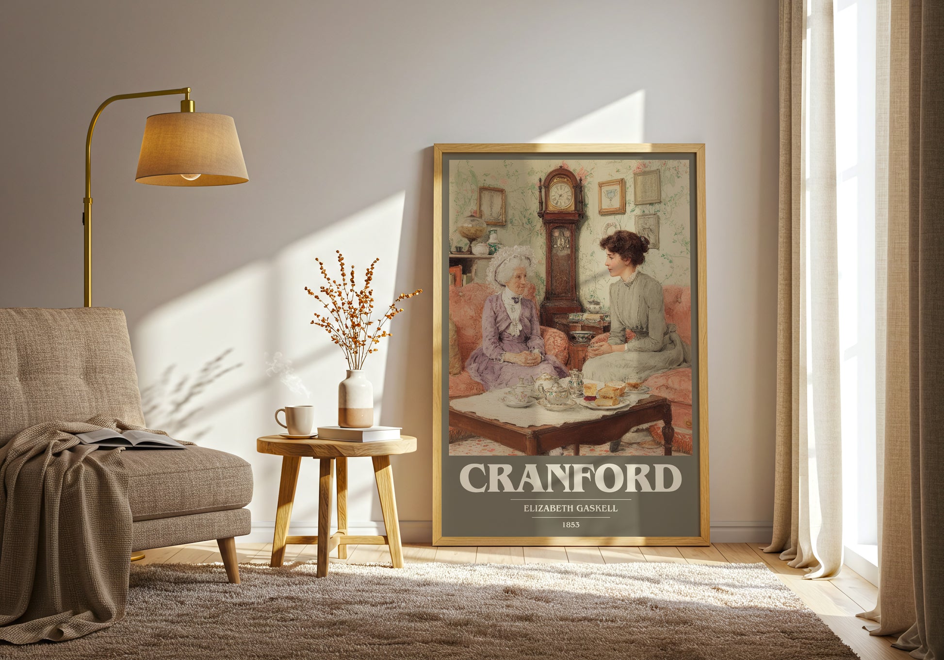 Cranford book cover print on bookshelf – Elizabeth Gaskell fan gift