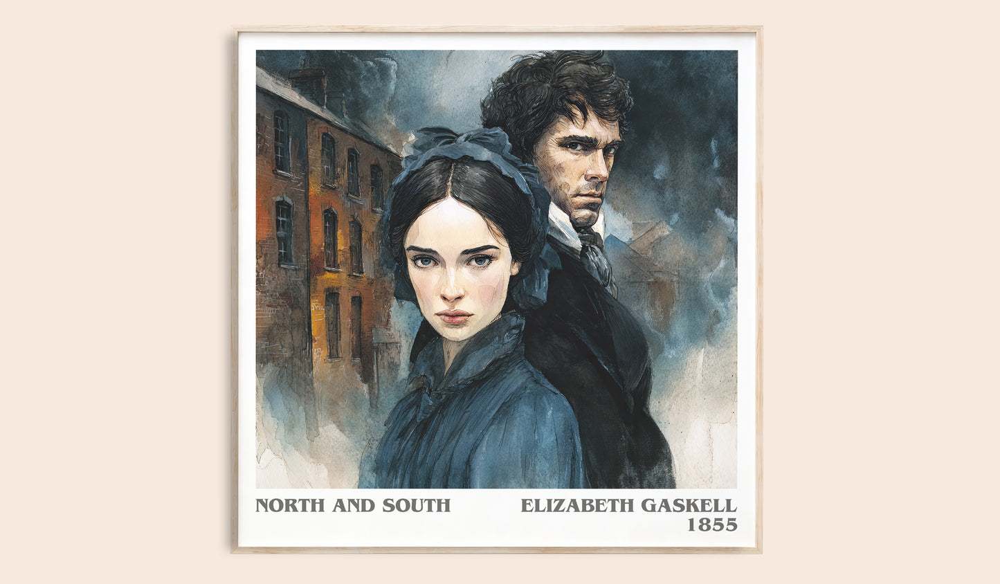 North And South literary book poster by Elizabeth Gaskell – framed literary art print