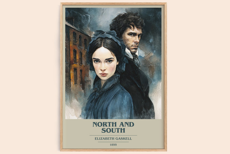 North And South Book Cover Poster by Elizabeth Gaskell (Modern Minimalist style)