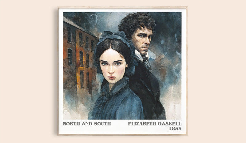 North And South Literary Art Print by Elizabeth Gaskell (Square style)