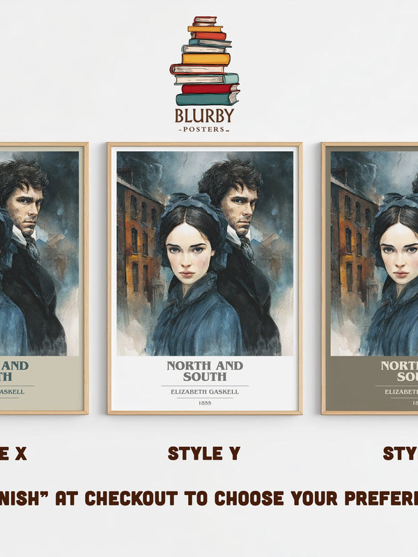 North And South book cover print in frame leaning in hallway – historical fiction wall art