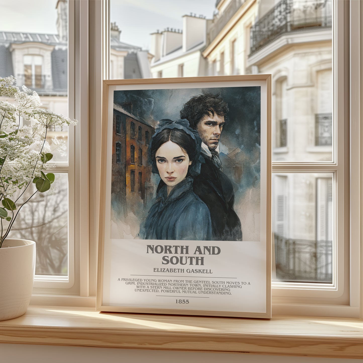 North And South bookish poster colour and style options – Elizabeth Gaskell book art