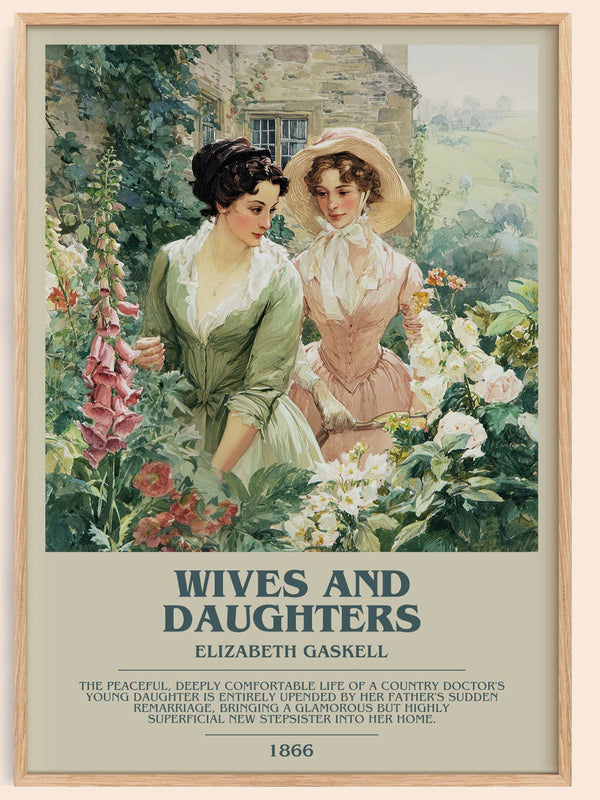 Wives And Daughters bookish book poster by Elizabeth Gaskell – framed literary art print