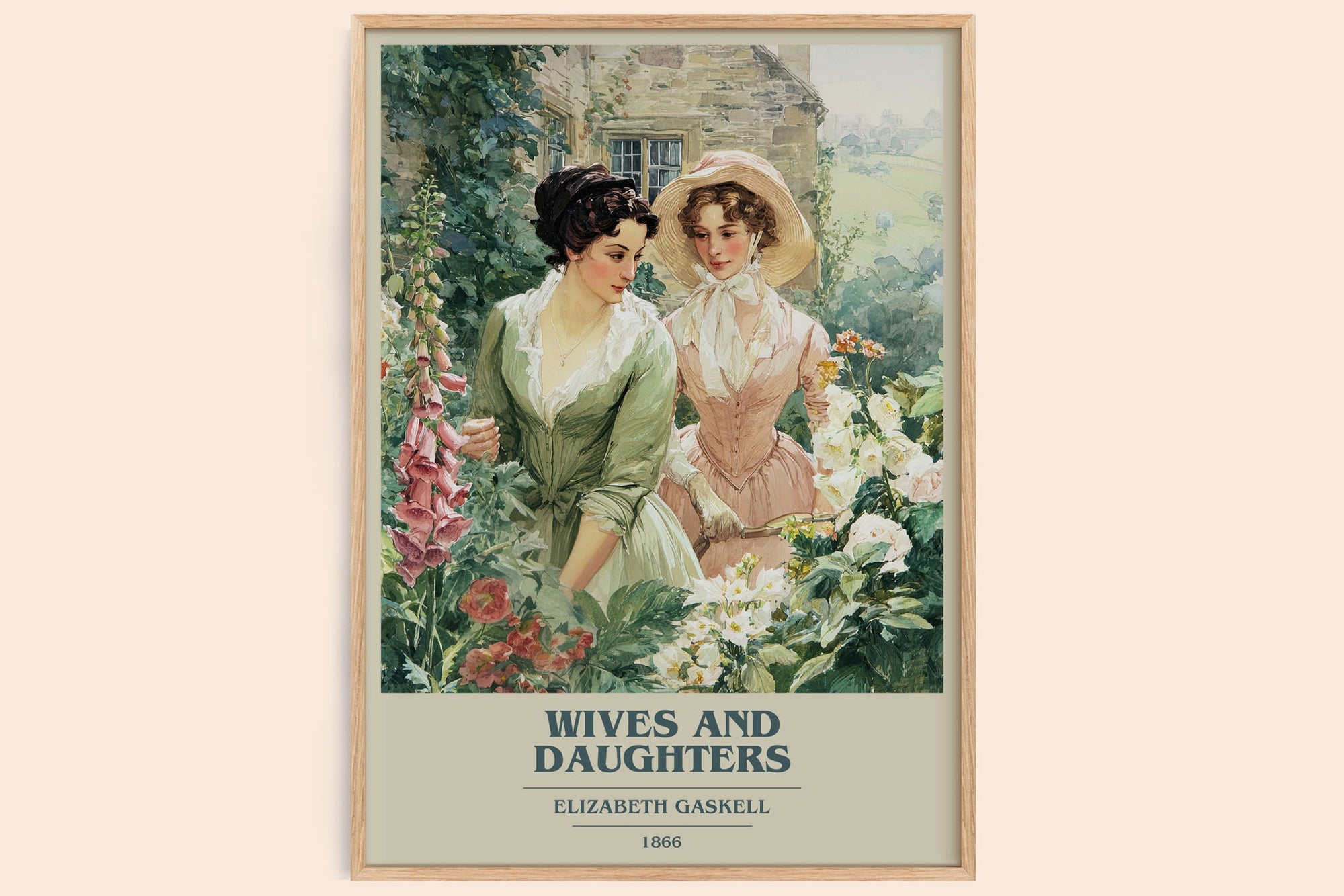 Wives And Daughters book cover book poster by Elizabeth Gaskell – framed literary art print