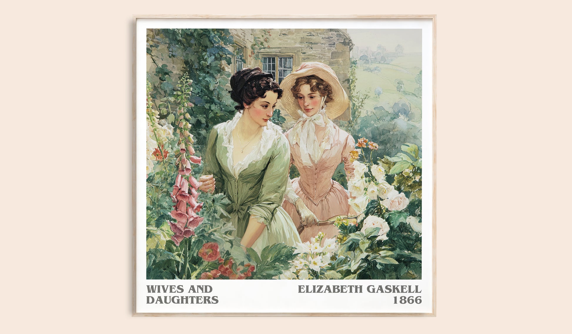 Wives And Daughters literary book poster by Elizabeth Gaskell – framed literary art print