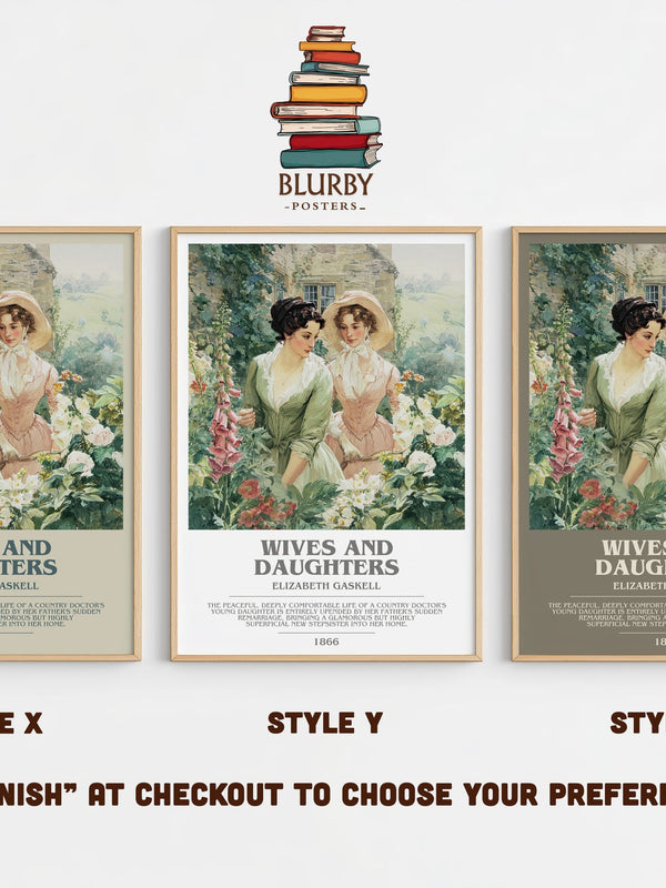 Wives And Daughters bookish print in frame leaning in hallway – historical fiction wall art