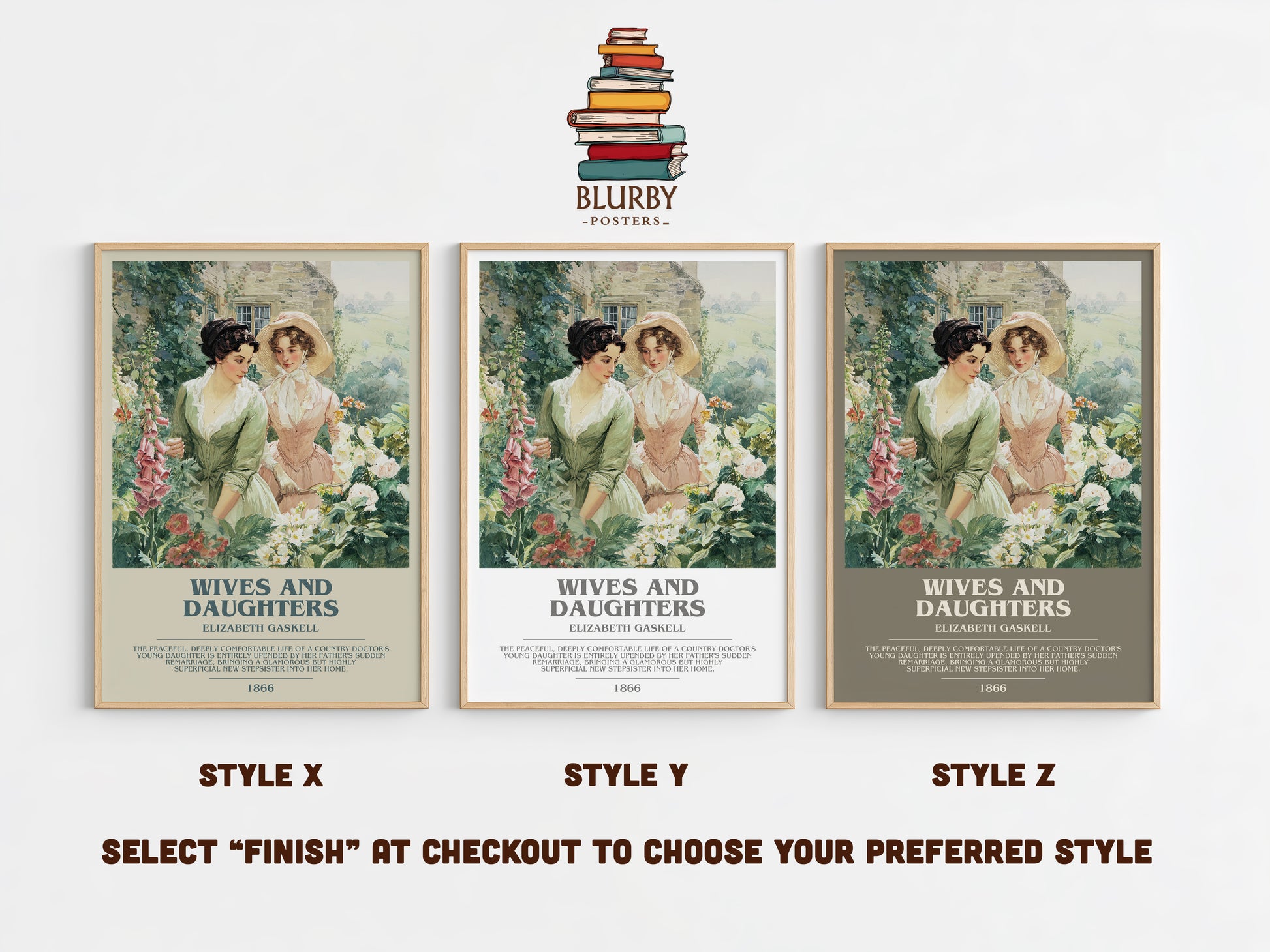 Wives And Daughters bookish print in frame leaning in hallway – historical fiction wall art