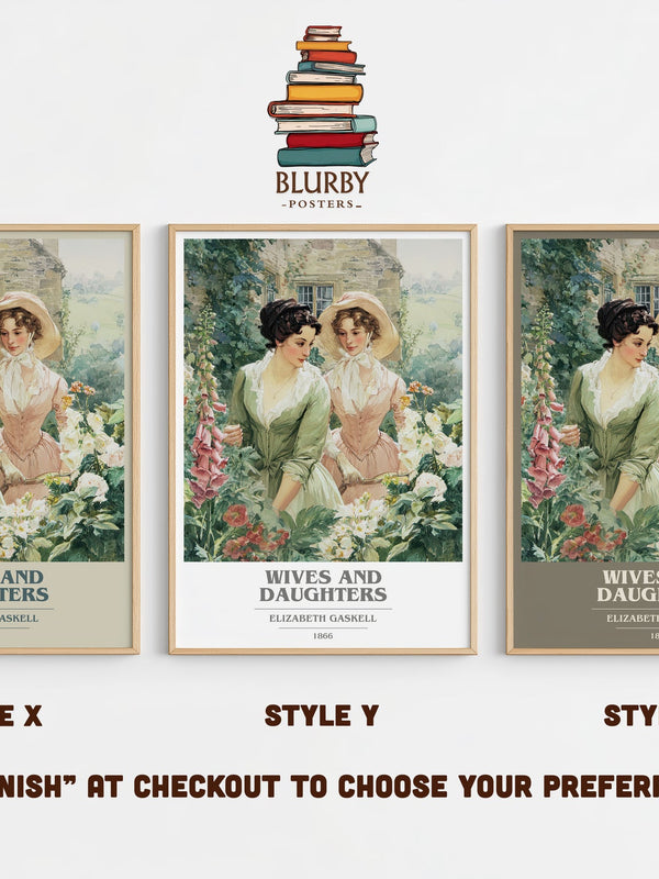 Wives And Daughters book cover print in frame leaning in hallway – historical fiction wall art