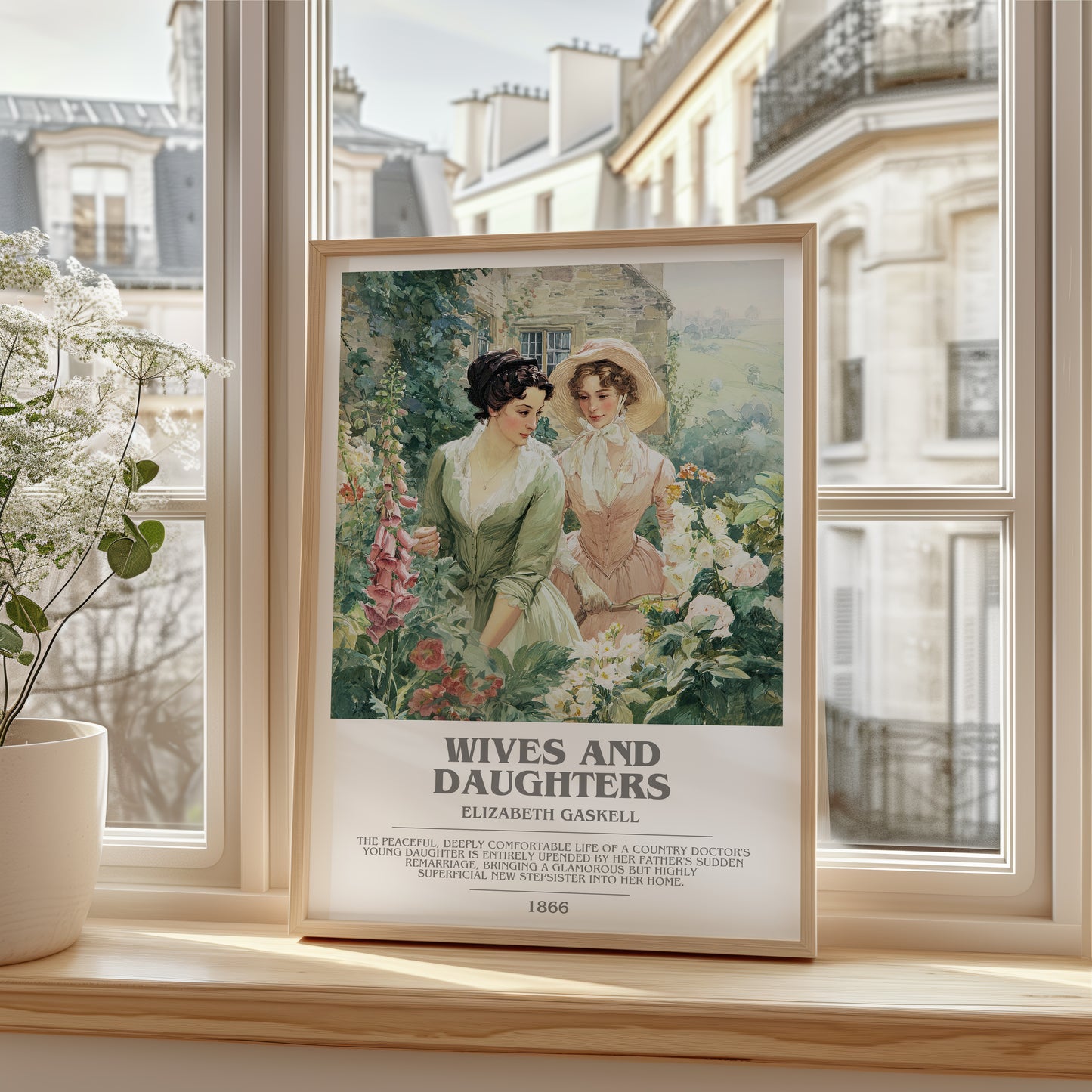 Wives And Daughters bookish poster colour and style options – Elizabeth Gaskell book art