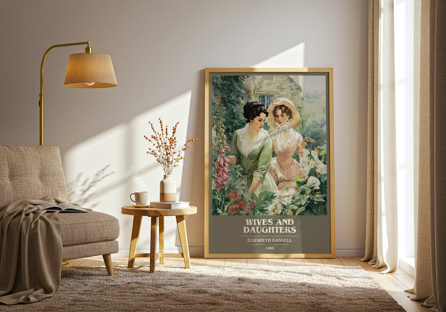 Wives And Daughters book cover print on bookshelf – Elizabeth Gaskell fan gift