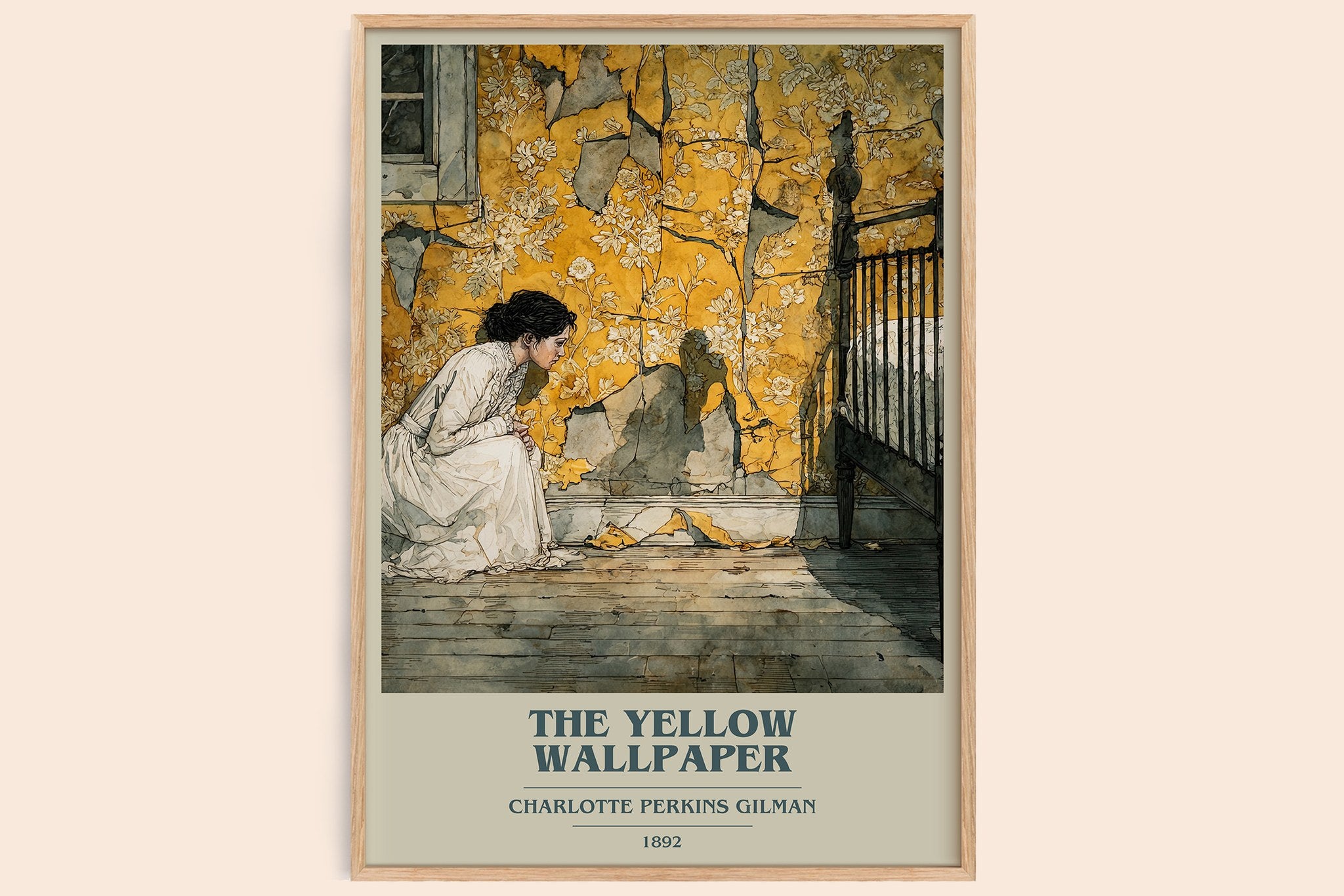 The Yellow Wallpaper Book Cover Poster by Charlotte Perkins Gilman