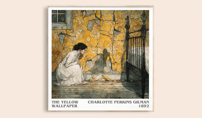 The Yellow Wallpaper Literary Art Print by Charlotte Perkins Gilman (Square style)