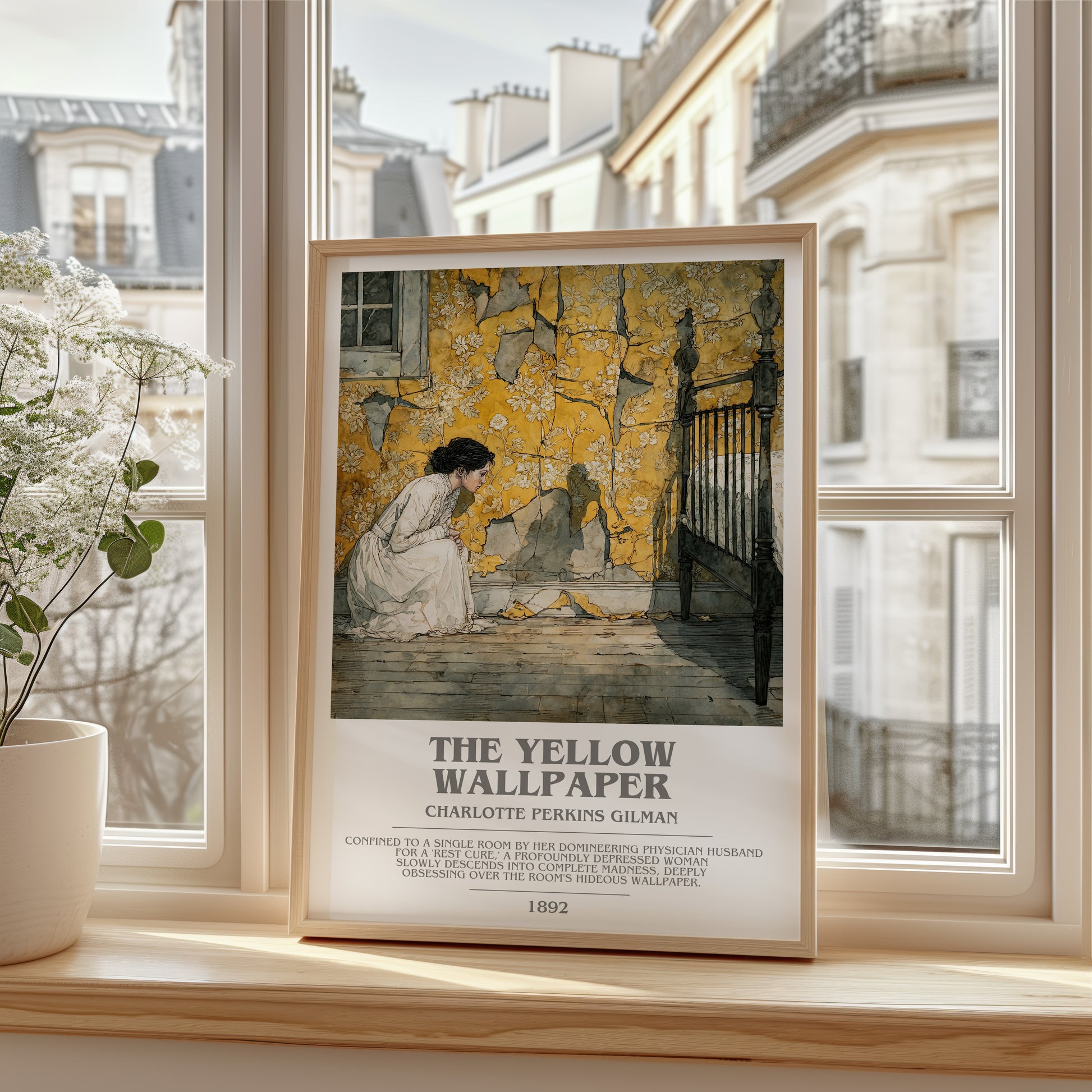 The Yellow Wallpaper bookish poster colour and style options – Charlotte Perkins Gilman book art