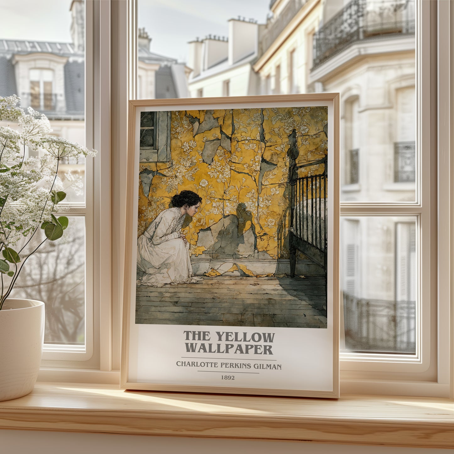 The Yellow Wallpaper book cover poster colour and style options – Charlotte Perkins Gilman book art