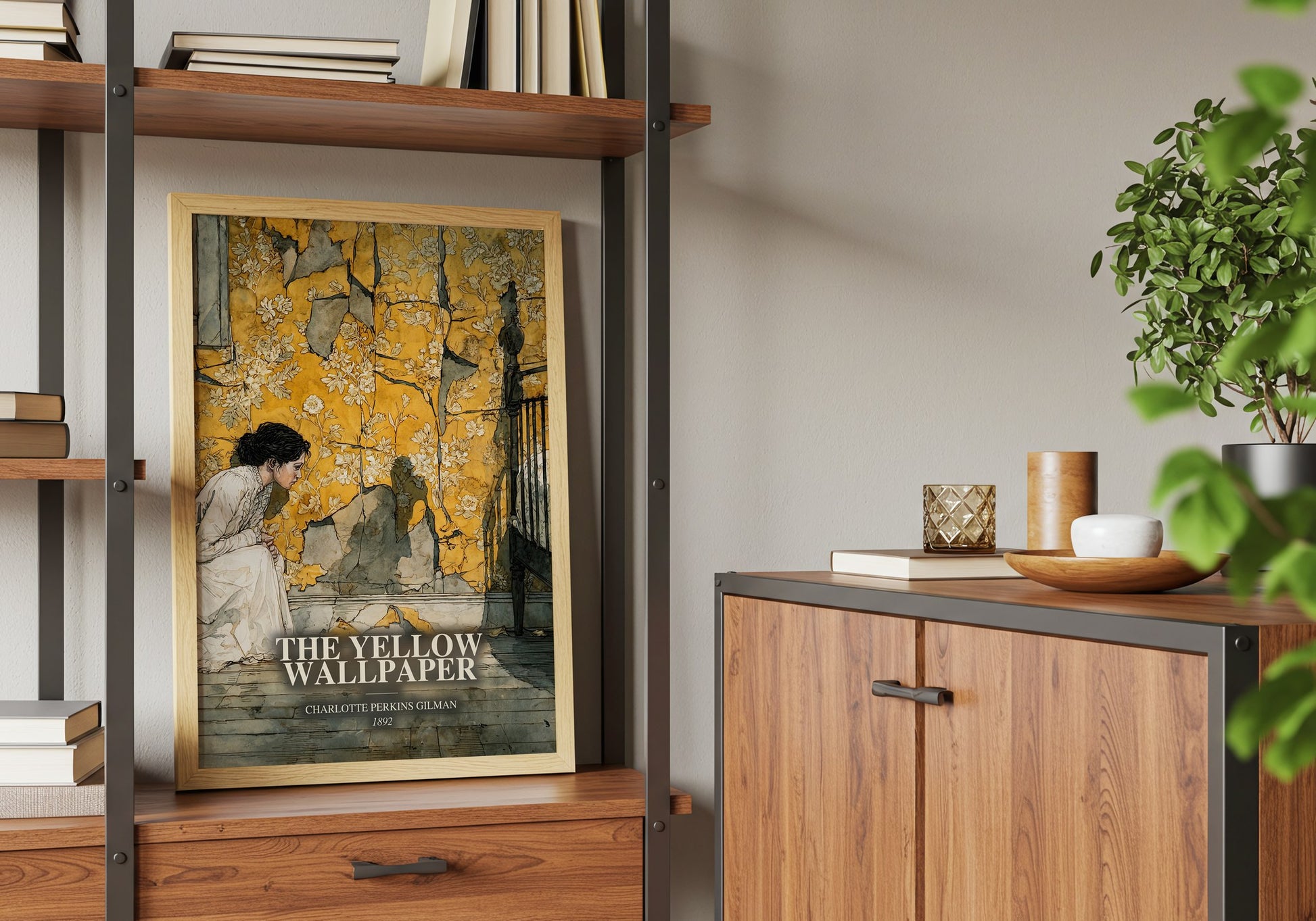 The Yellow Wallpaper book watercolour illustration paper finish options – matte satin gloss
