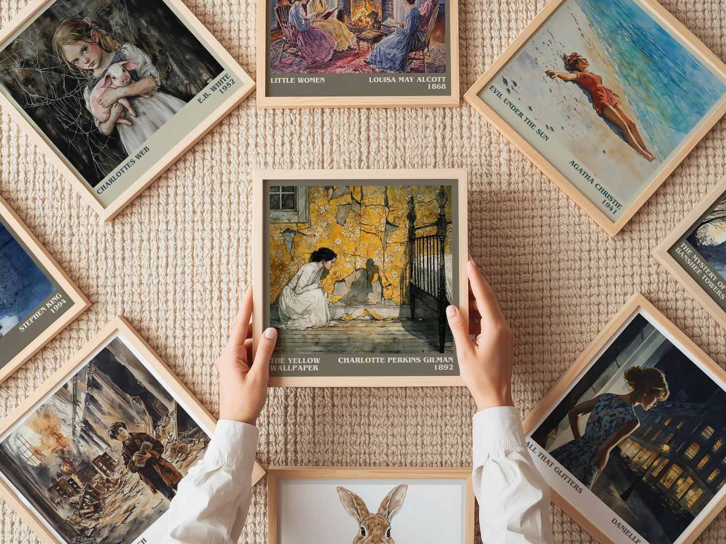 The Yellow Wallpaper literary book poster framed on wall – classic literature wall art