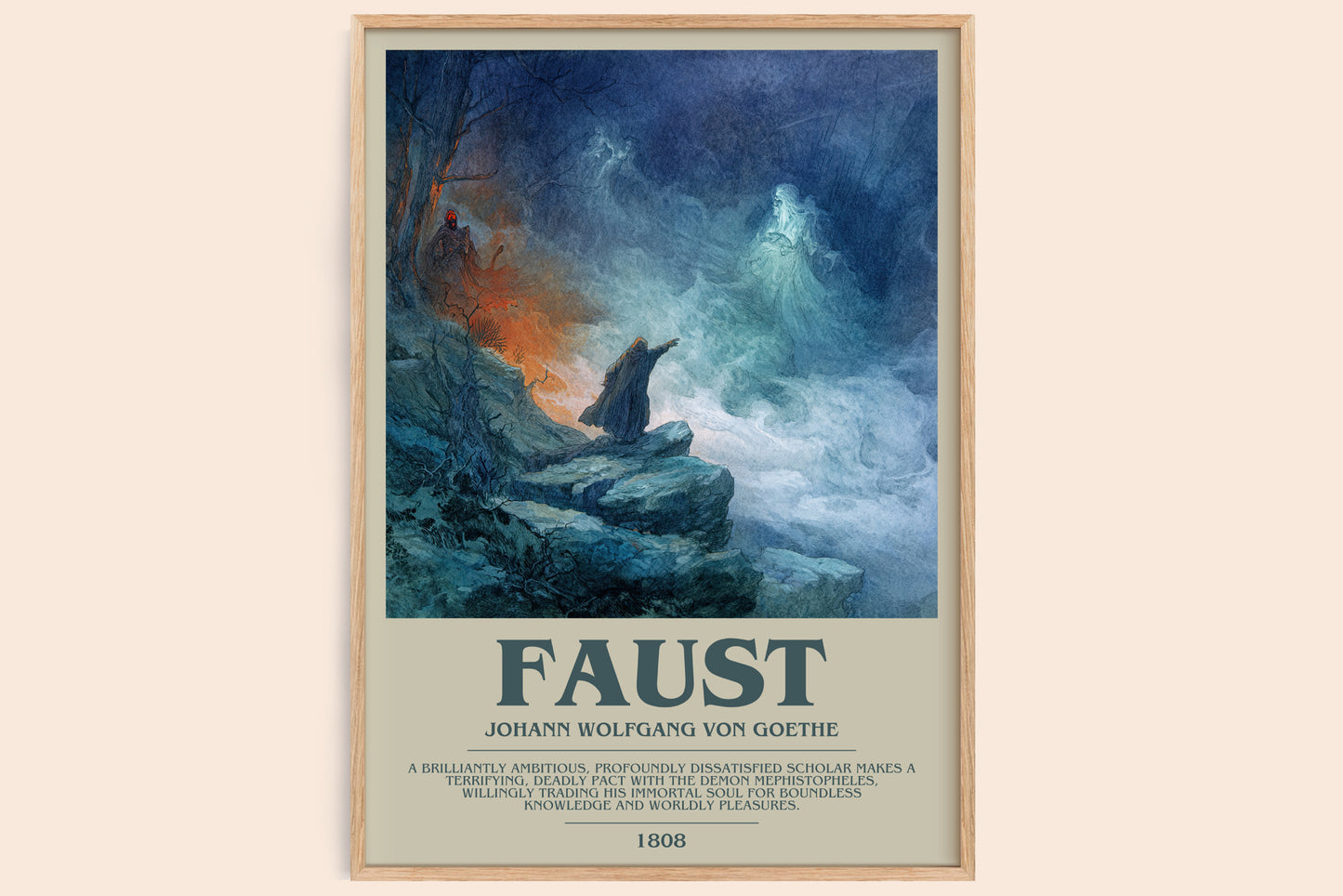 Faust bookish book poster by Johann Wolfgang Von Goethe – framed literary art print