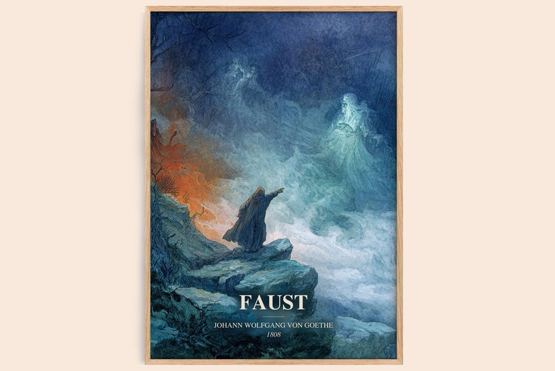 Faust watercolour book poster by Johann Wolfgang Von Goethe – framed literary art print