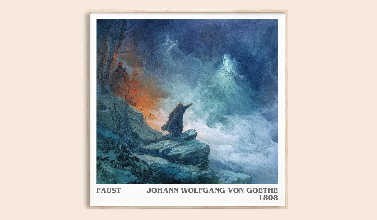 Faust literary book poster by Johann Wolfgang Von Goethe – framed literary art print
