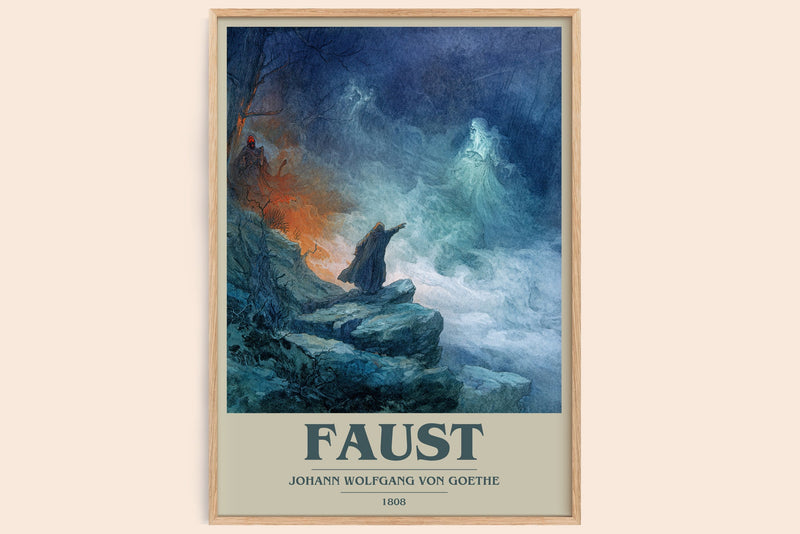 Faust book cover book poster by Johann Wolfgang Von Goethe – framed literary art print