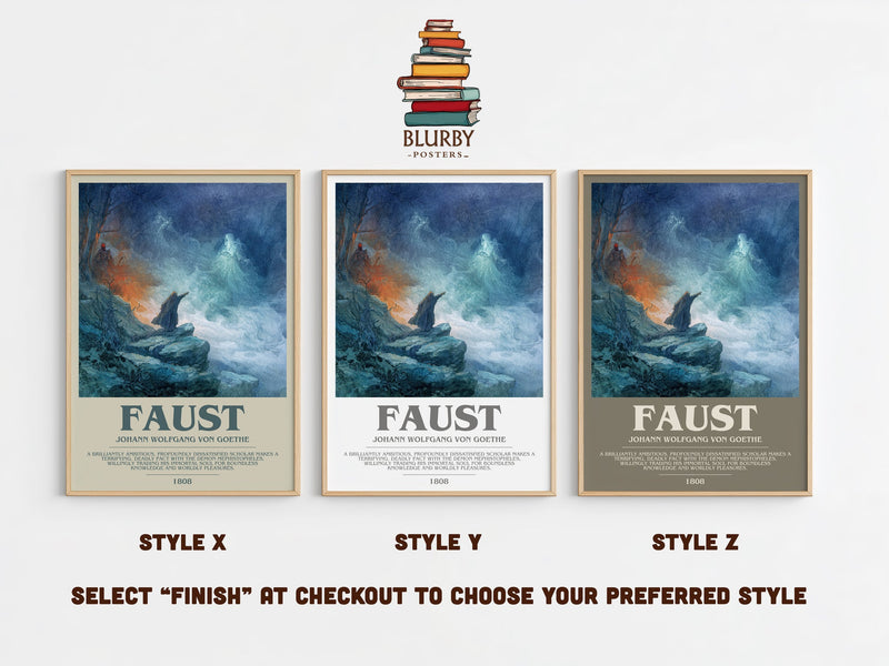 Faust bookish print in frame leaning in hallway – classic literature wall art