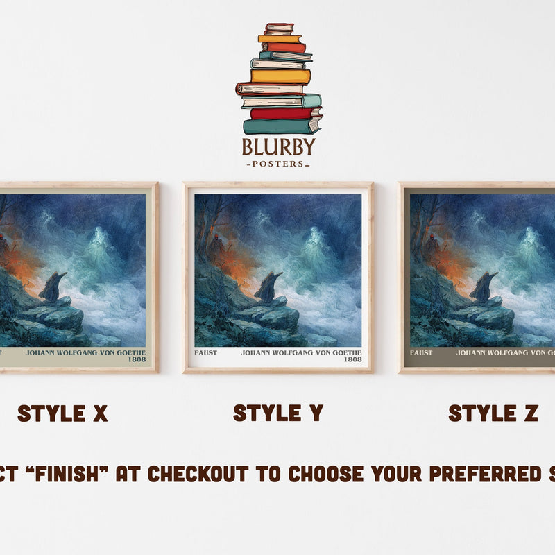 Faust literary print in frame leaning in hallway – classic literature wall art