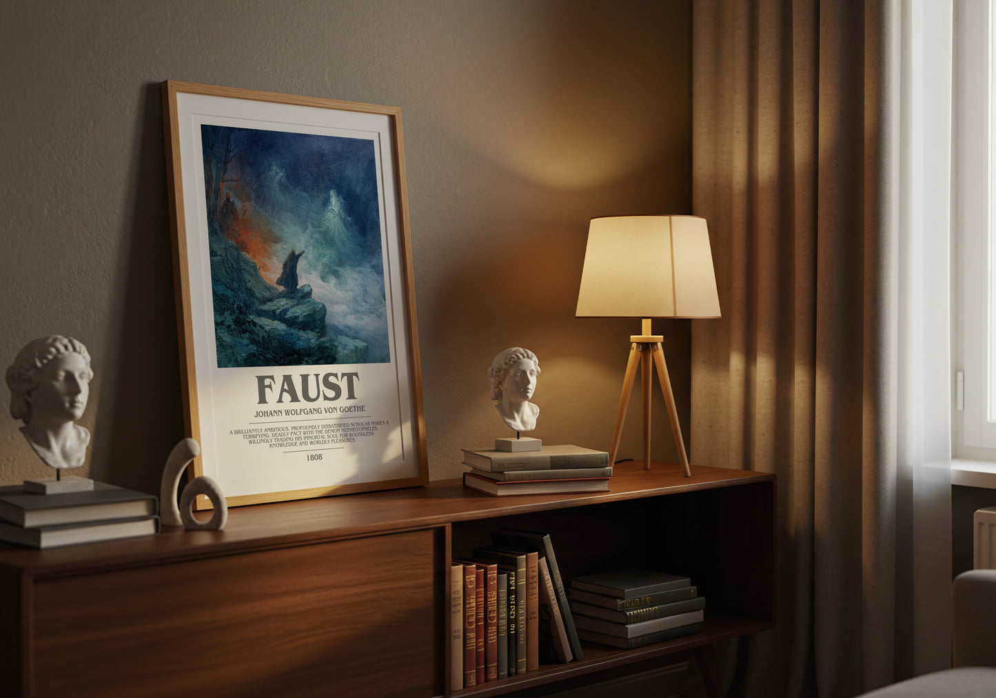 Faust bookish book poster framed on wall – classic literature wall art