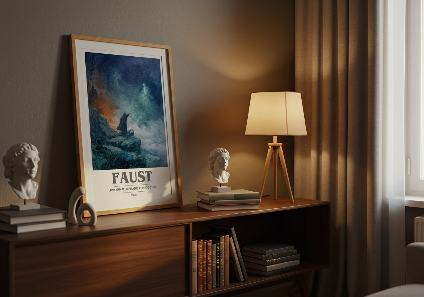 Faust book cover book poster framed on wall – classic literature wall art