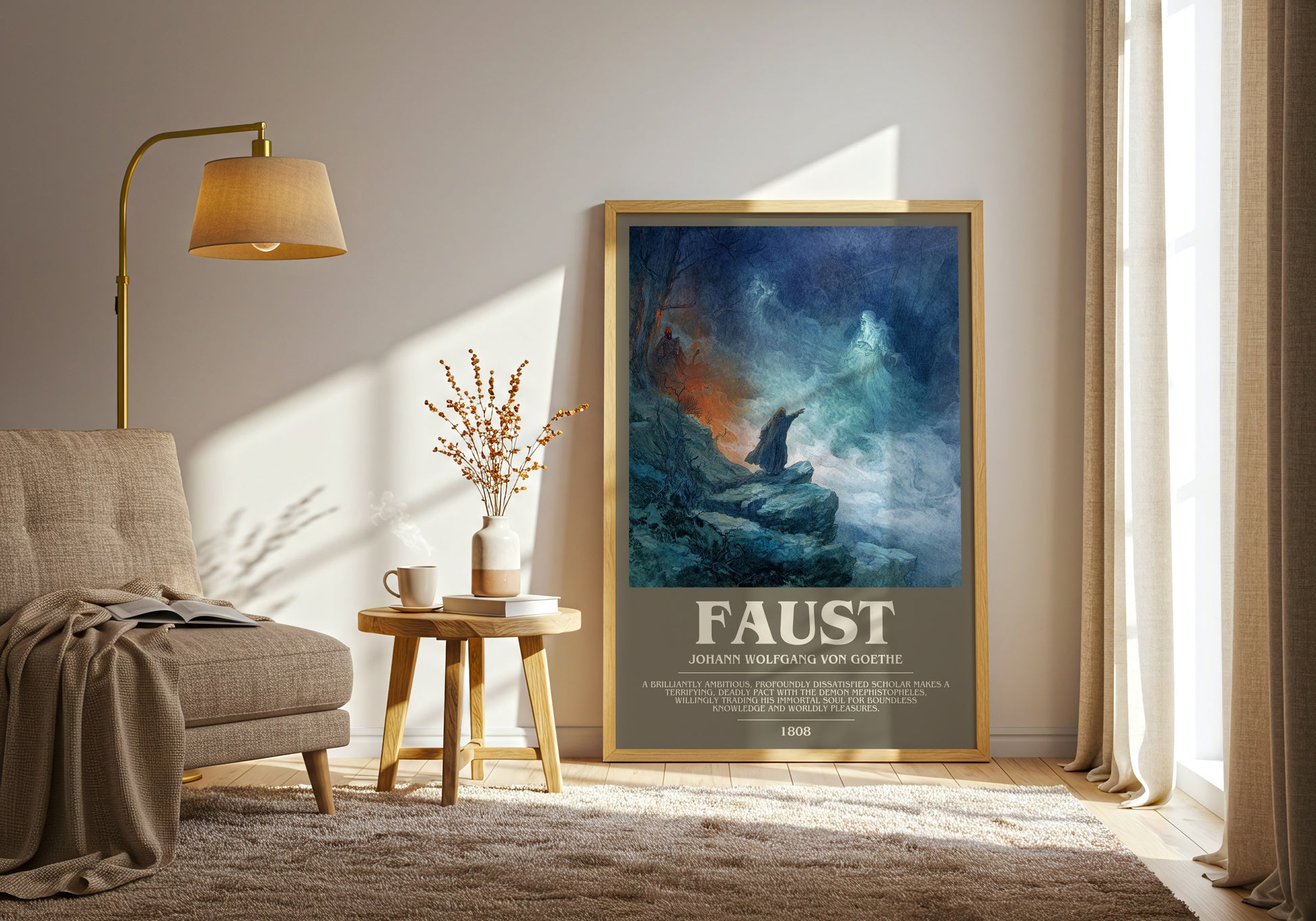 Faust bookish print on bookshelf – Johann Wolfgang Von Goethe fan gift