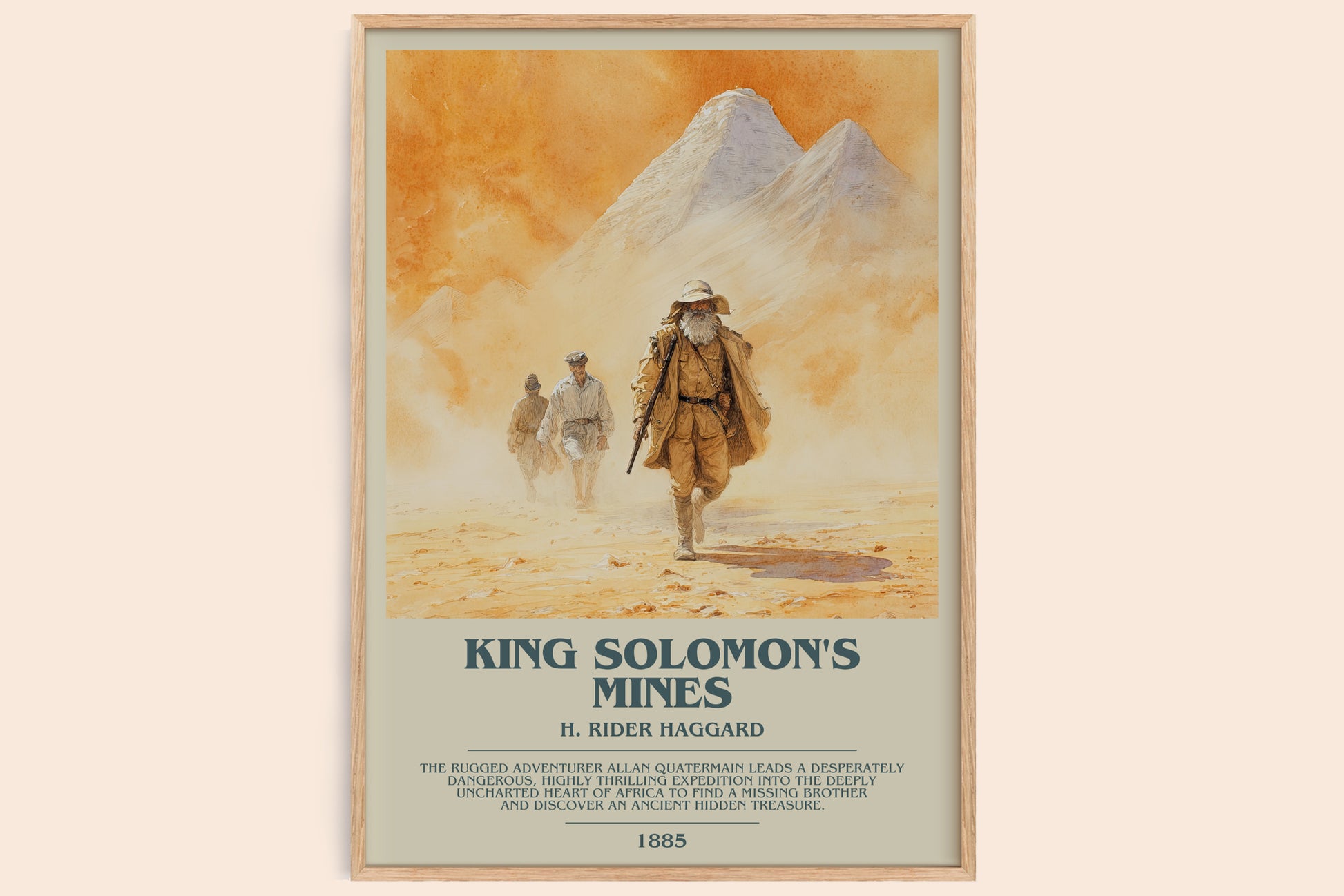 King Solomon's Mines bookish book poster by H. Rider Haggard – framed literary art print